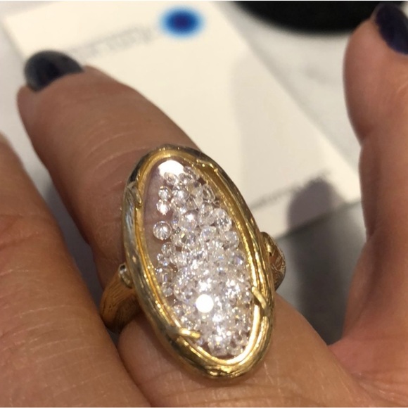 Catherine Weitzman Floating Crystal Oval Ring-sz 7 or 8-Boutique - Picture 2 of 5